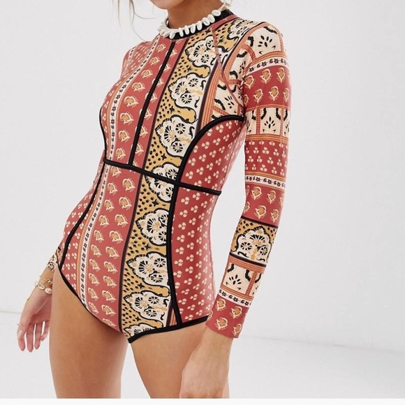 Rip Curl Other - RIP CURL Saffron Skies one piece surf suit in paisley rust size 12